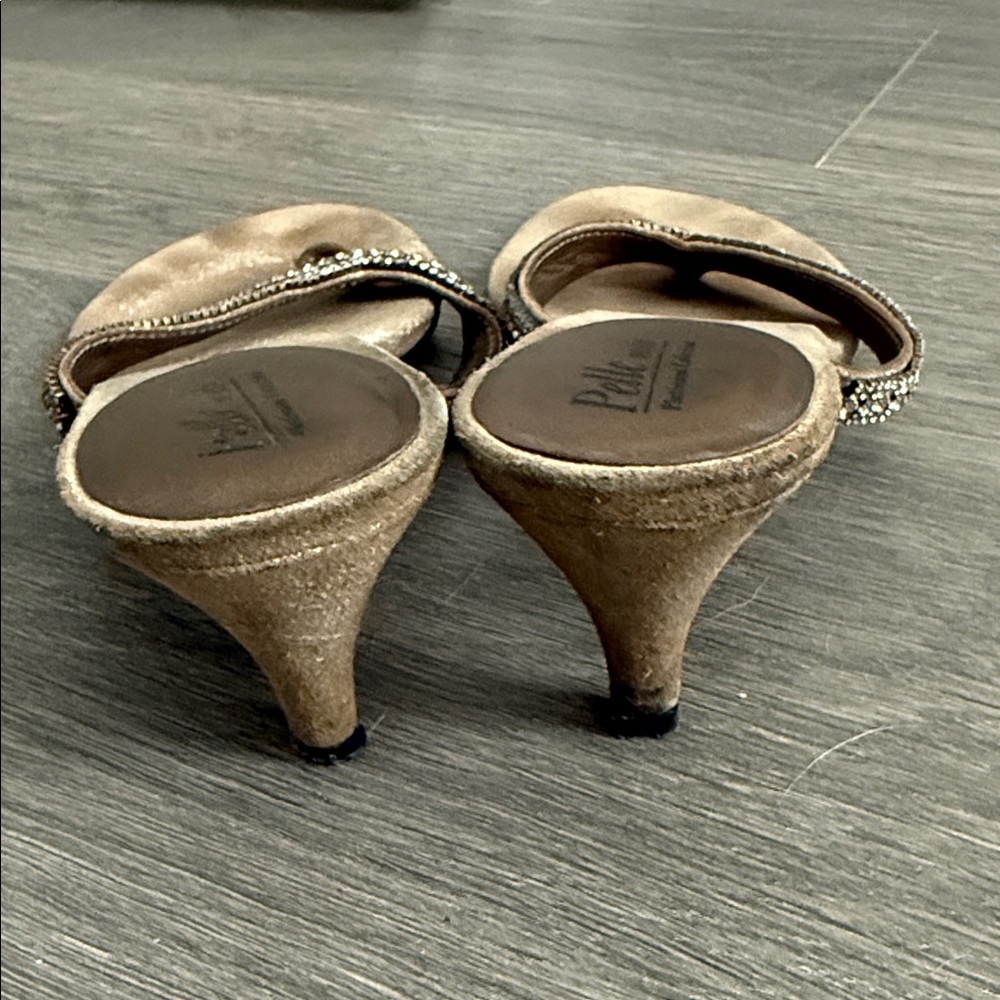 Pelle Moda Gold Sandals with Rhinestone Straps - Picture 7 of 7